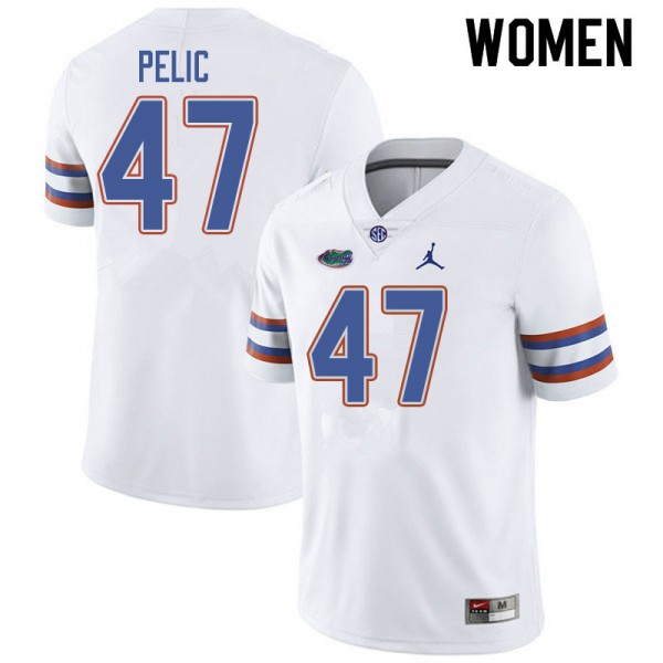 Jordan Brand Women #47 Justin Pelic Florida Gators College Football Jerseys White